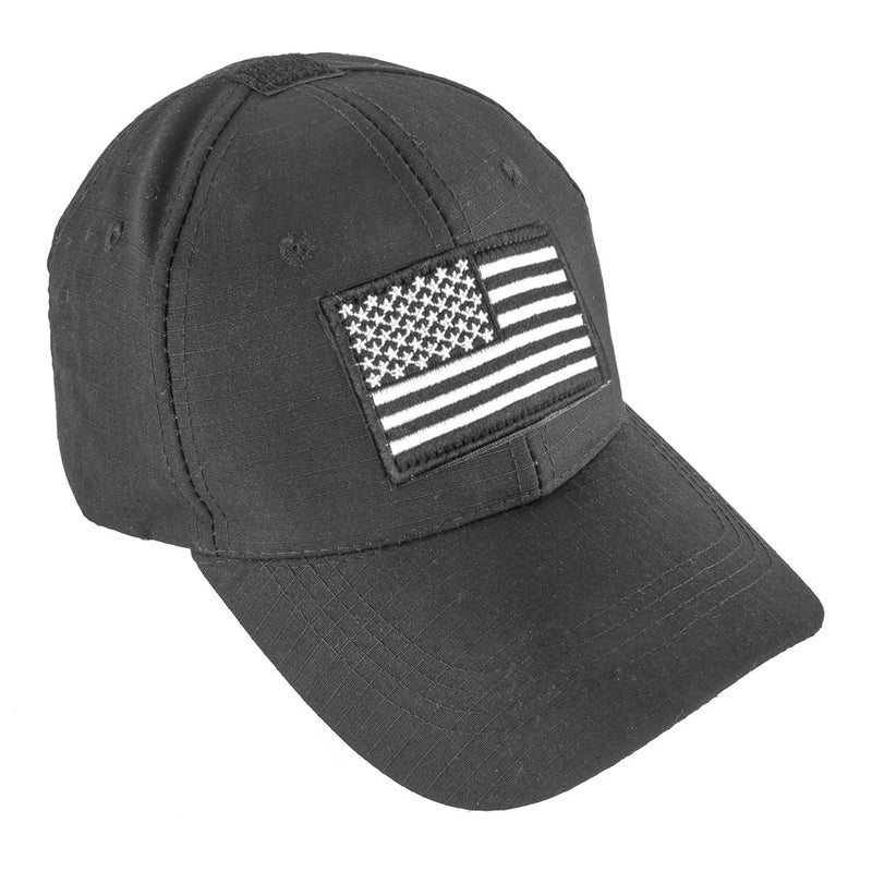 GES Tactical Hat for Men Adjustable Operator Cap with Hook and Loop Panels, Includes USA Flag Patches, Military Baseball Capï¼ˆBlack - Image 3